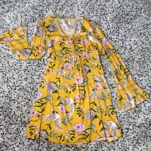 Yellow Bell sleeve dress